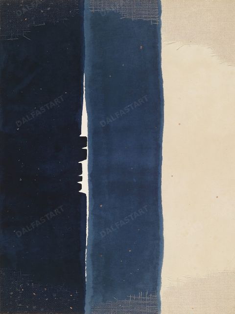 Indigo Column — printable digital art preview