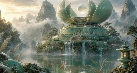 Celadon Observatory — printable digital art preview