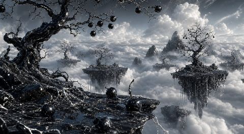 Obsidian Cloud Orchard — printable digital art preview
