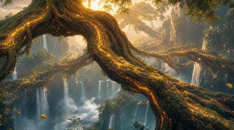 Golden Roots — printable digital art preview
