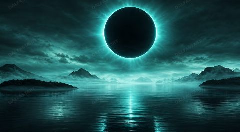 Teal Eclipse — printable digital art preview