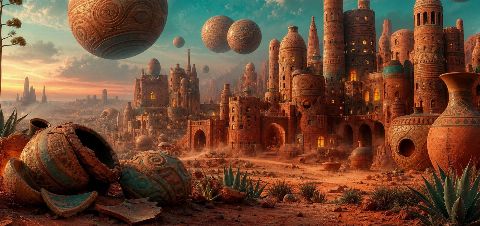 Celestial Terracotta — printable digital art preview