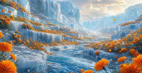 Marigold Ice Canyon — printable digital art preview